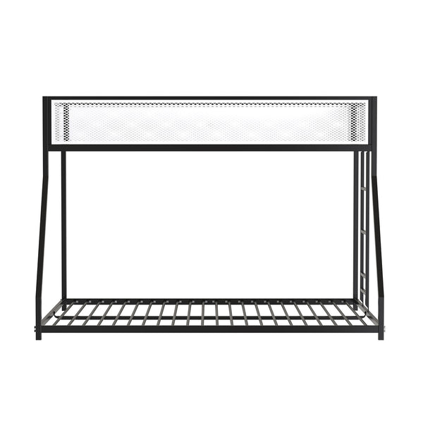 English Elm Contemporary Twin-Over-Full Metal Bunk Bed with Attached Ladder, Durable Industrial Frame, Guest-Ready Design Matte Black,Matte White 81 L x 15 W x 7 H B2741P391250
