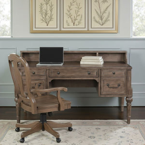 English Elm Middleton 64 Inch Traditional Writing Desk Poplar Build with Vintage Hazel Warm Finish B108P468543