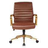 OSP Home Furnishings Baldwin Mid-Back Faux Leather Chair Saddle