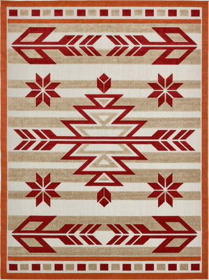 Unique Loom Outdoor Modern Albuquerque Machine Made Geometric Rug Burgundy, Beige/Terracotta 9' 0" x 12' 0"