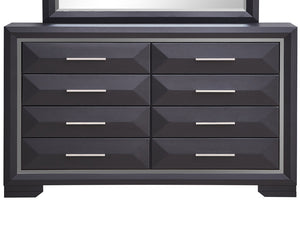 English Elm Liverpool King Bed with Bevel Panel Headboard, Matte Finish, Brushed Steel Accents & Storage Drawers Black 42 L x 62 W x 19 H B078P285485