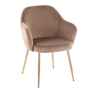 English Elm Dining Chair Set of 2 Plush Velvet Seat Gold Tapered Legs Glam Contemporary Style Brown B202P471284