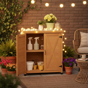 English Elm Potting Bench Hemlock Wood Frame Rust Proof Metal Top Outdoor Garden Work Station W1390P407474