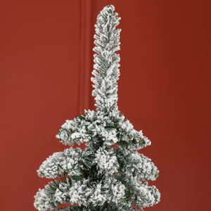 English Elm Homcom 6' Snow Flocked Artificial Christmas Tree - Slim Pencil Design, Realistic Branches & 395 Tips W2225P249620
