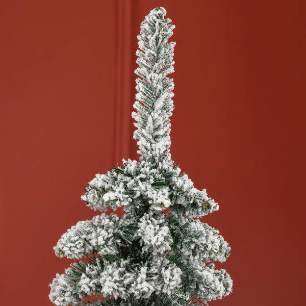 English Elm Homcom 6' Snow Flocked Artificial Christmas Tree - Slim Pencil Design, Realistic Branches & 395 Tips W2225P249620