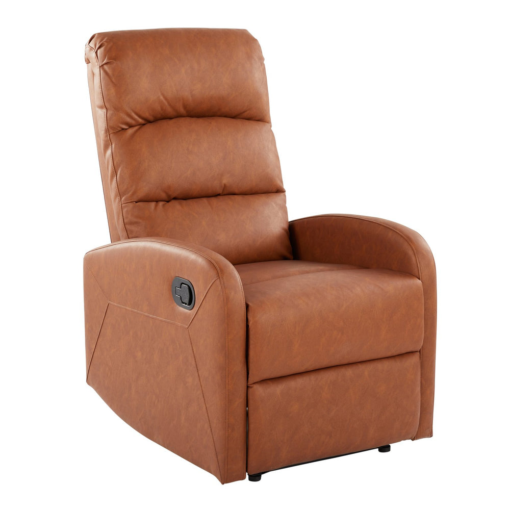 English Elm Dormi Camel Faux Leather Recliner by LumiSource — Tufted Foam Padding, Manual Recline, Contemporary Comfort B202P223697