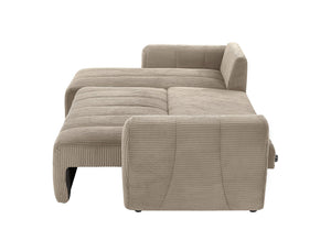 English Elm Convertible Corduroy Sectional Sofa with Storage & Reversible Chaise, 3-Seater Modern Bed Sofa (Light Brown) W2339S00029