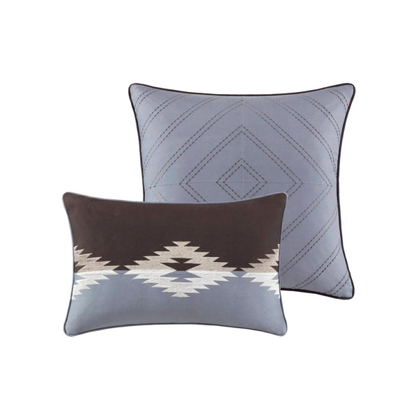 English Elm 8-piece Queen Comforter Set Geometric Lodge Style Polyester Fill Bedroom Bedding B035P472705