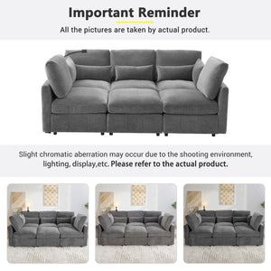 English Elm Modern Modular Sectional Sofa With Usb Ports & Movable Ottoman - L-Shaped, U-Shaped, Sofa Bed Comfort N719S002050E