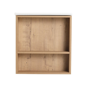English Elm 30" Wall-Mount Bathroom Vanity With Ceramic Sink, Soft-Close Drawers & Configurable Side Shelf W999S00206