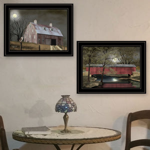 English Elm "midnight Moon" Billy Jacobs Framed Canvas Print Moody Rural Night Sky Wall Art B06787784