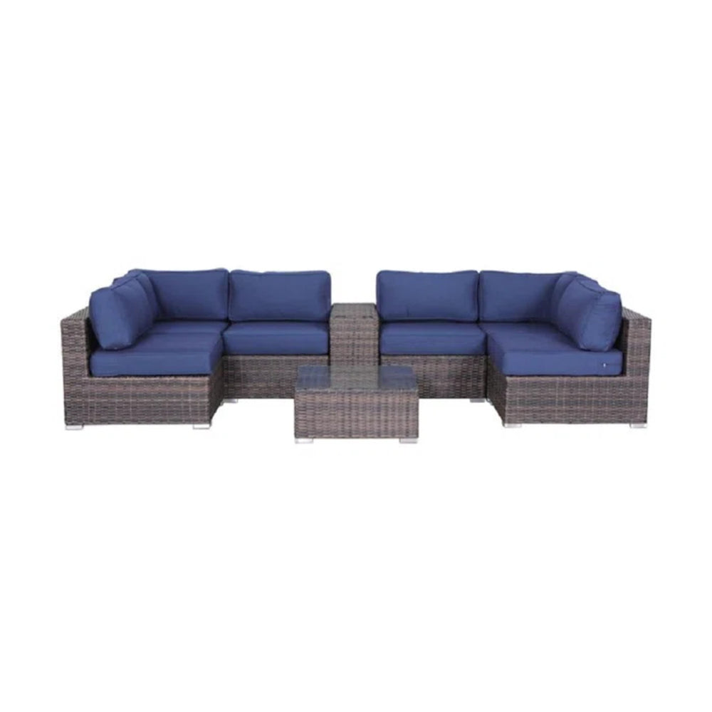 English Elm Fully Assembled 4-Person Rattan Patio Seating Set With Cushions, Table & Dual Cup Holders For Comfort B120S00162