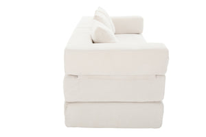 English Elm UNITED Folding Sofa Bed with Removable Cover Zipper, Chenille Memory Foam Sleeper for Small Spaces Beige W1568P293803