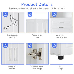 English Elm Tall Bathroom Cabinet with Tilt-Out Laundry Hamper, Adjustable Shelves, Anti-Tip Design & Large Storage White WF323481AAK