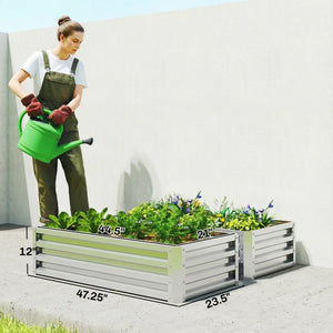 English Elm Outdoor Self Watering Raised Planter Box with Trellis Rattan Style Patio Garden Bed T3971P468246