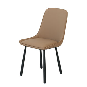 English Elm Modern Nordic Faux Leather Upholstered Dining Chairs Iron Legs Kitchen Set of 2 Khaki+Black W1535P460731