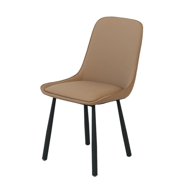 English Elm Modern Nordic Faux Leather Upholstered Dining Chairs Iron Legs Kitchen Set of 2 Khaki+Black W1535P460731