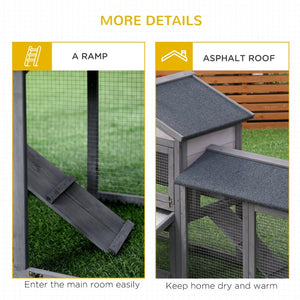 English Elm Pawhut Wooden Rabbit Hutch with Asphalt Roof Run Area Ramp and Removable Tray W2225P217659