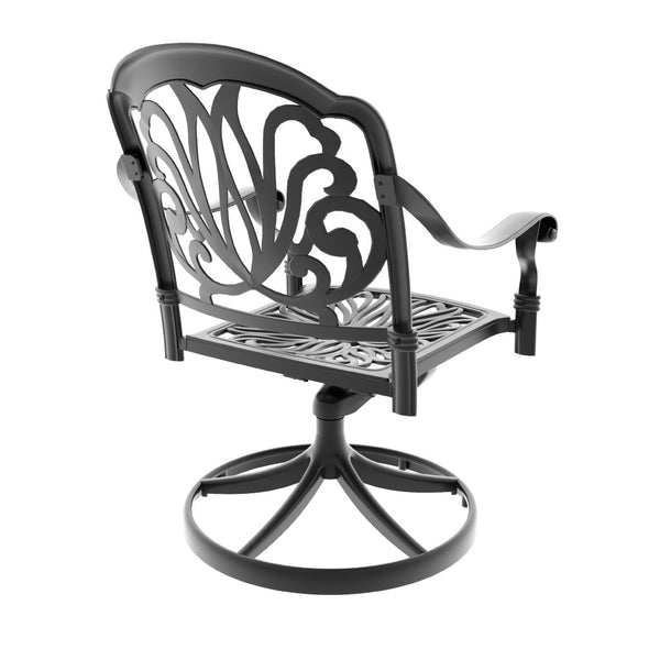 English Elm 9-piece Outdoor Cast Aluminum Dining Set with Oval Table and Swivel Chairs All Weather W1710S00662