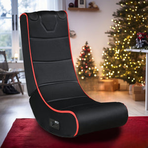 English Elm FOLDABLE Gaming Chair with Bluetooth Speakers, Black/Red Polyester, Foldable, 3.5mm Input, Battery Powered Comfort W311P256529
