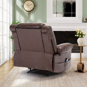 English Elm Breathable Leather Massage Recliner with 8-Point Massage, Heated Lumbar, 4-Zone Relief & Pockets Brown W1403P156677