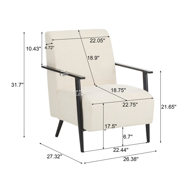 English Elm Christopher Knight Home® - [Set of 2] Modern Lounge Chair with Polyester Upholstery and Metal Frame for Compact Living Spaces Beige N767P236501B_2