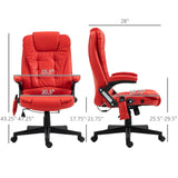 English Elm Homcom High Back Vibration Massage Office Chair With 6 Vibration Points, Heated Reclining Pu Leather Computer Chair With Armrest and Remote, Red