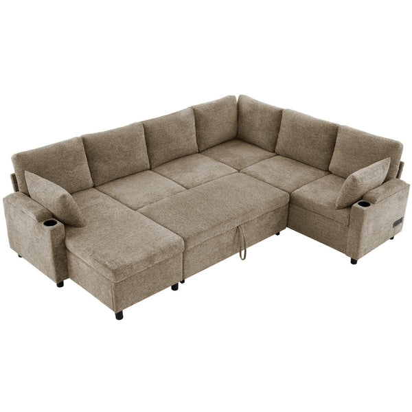 English Elm 101.2" Modular Chenille Sectional Sofa with Tufted Cushions and Deep Seating for Living Room N719S001910D