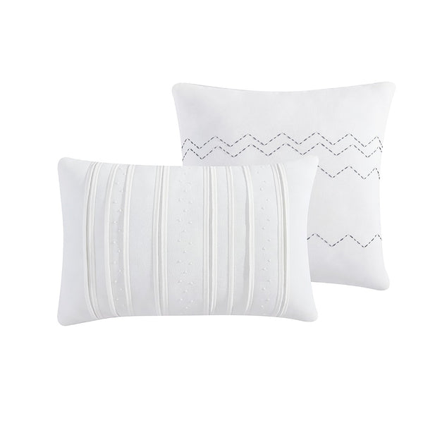 English Elm Sutton 6 Piece Ivory Comforter Cover Set - Luxurious Cotton Jacquard Bedding For Effortless Style B340P341973-GIGA