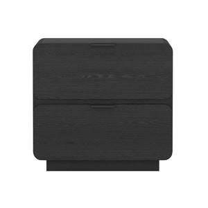 English Elm Chrystie 26" Nightstand with Two Full-Extension Drawers, Warm Wood Grain, Sleek Metal Pulls, Modern Profile Black B365P398192