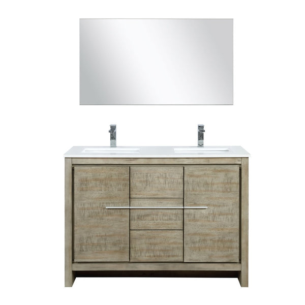 English Elm Rustic Acacia Double Vanity Set With Cultured Marble Top, Chrome Faucet, And Elegant 43" Mirror B2731S01709-GIGA