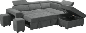 English Elm Remy Woven Fabric Sleeper Sectional with Pull-out Bed Storage Ottoman and Stools B2749S00185
