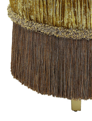 English Elm Gold Rococo Vanity Stool with Button-Tufted Back, Ornate Carvings, Gold Finish, Plush Upholstery B062P215391