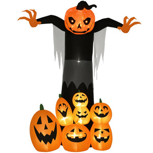 English Elm Halloween Giant Pumpkin Ghost Inflatable Yard Decor with Led Flame Glow Eight Feet Tall T3971P382648