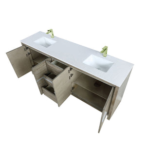 English Elm Rustic Acacia Double Bath Vanity 80" W X 20" D, Cultured Marble Top & Brushed Nickel Faucet Set B2731P259560-GIGA