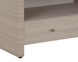 Sunpan ATHERTON Nightstand - Sand Raffia & Solid Wood, Soft-Closing Drawers, Modern Design & Safety Features 112286