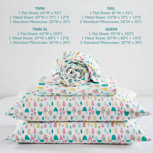 English Elm 3 Pcs Twin Xl Flannel Sheet Set - Cozy White Holiday Tree Print For Warm, Seasonal Comfort B035P319685