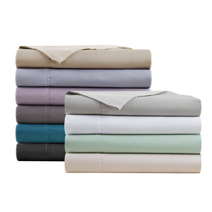 English Elm 4-piece Queen Sateen Cotton Blend Sheet Set for Cool Breathable Sleep Year Round Black B035P437454