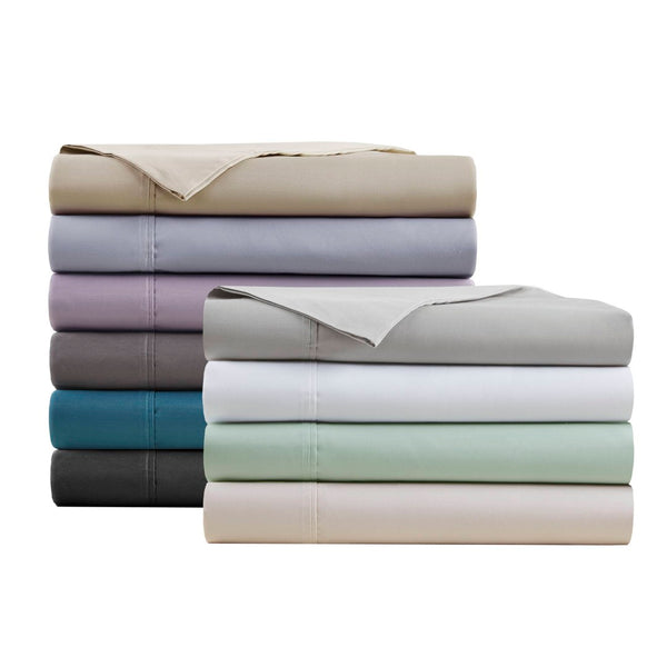 English Elm 4-piece Queen Sateen Cotton Blend Sheet Set for Cool Breathable Sleep Year Round Black B035P437454