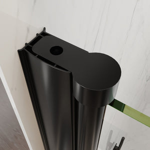 English Elm 36-38 in Frameless Pivot Shower Door Clear Glass Matte Black Hardware Reversible Swing W63777051