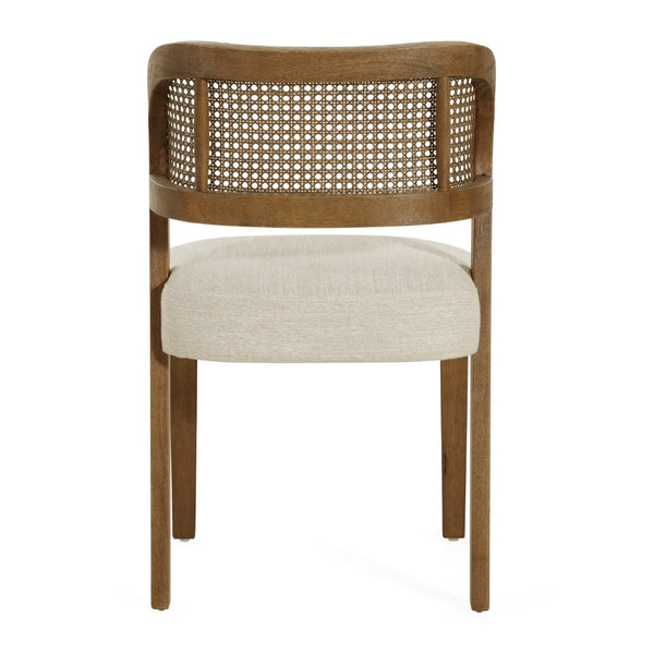 English Elm Hand-woven Rattan Back Dining Chairs Rubberwood Frame Upholstered Armchair Set of 2 Beige,Walnut N768P381887W