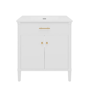 English Elm Christopher Knight Home® - 30 Inches Bathroom Vanity With Soft Close Doors, Curved Design, Adjustable Shelf & Elegant Sink N817P299509W