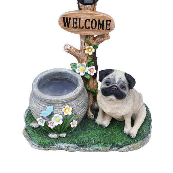 English Elm Schnauzer Solar Led Resin Planter Statue Outdoor Garden Accent for Patio Decor W5398P464252