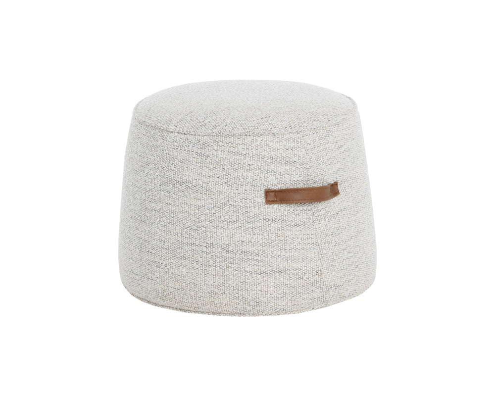 Sunpan MITCHELL Ottoman - Elegant Merino Cotton Round Footrest with Faux Leather Handles for Stylish Spaces 110278V