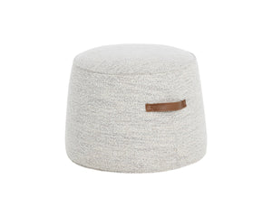 Sunpan MITCHELL Ottoman - Elegant Merino Cotton Round Footrest with Faux Leather Handles for Stylish Spaces 110278V