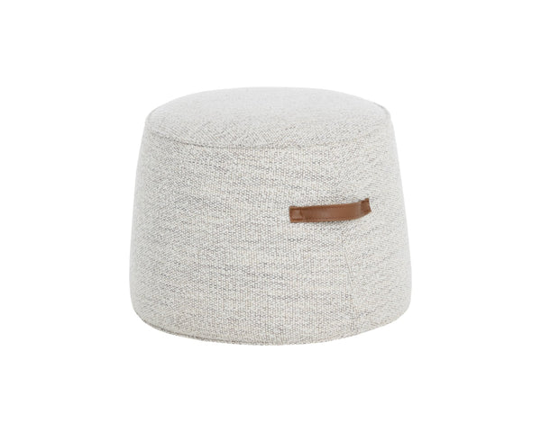 Sunpan MITCHELL Ottoman - Elegant Merino Cotton Round Footrest with Faux Leather Handles for Stylish Spaces 110278V