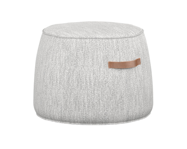 Sunpan Mitchell Ottoman - Stylish Round Faux Leather Accent Piece with Decorative Handle for Any Space Merino Cotton