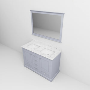 English Elm Dark Grey Double Bath Vanity 48 in. W x 22 in. D with Carrara Marble Top, Soft Close, Mirror Included, Ample Storage B2731S00642
