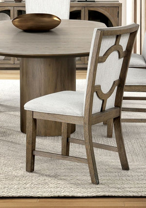 English Elm Modern 2pc Upholstered Farmhouse Side Chair Set with Oak Finish, 25" Seat Height, Versatile Dining Seating B2741P406729