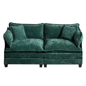 English Elm Cloud Modular Sofa Two Seat Chenille Upholstered Couch for Living Room Lounge Green W1143P310497